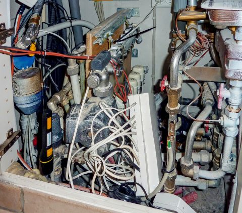 Installationsskakt, hvor der er meget dårlig plads