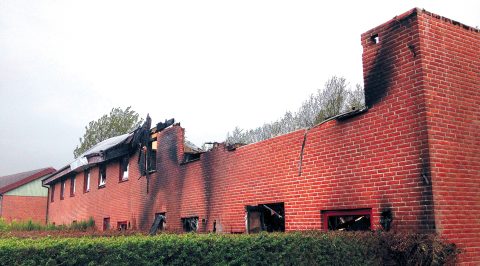 Rækkehusbebyggelse efter hurtig, vandret brandspredning.